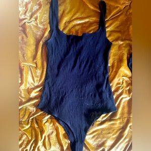 Reformation Jeans Black Ribbed Bodysuit